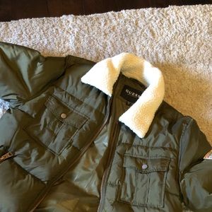 Olive green Guess puffer  jacket